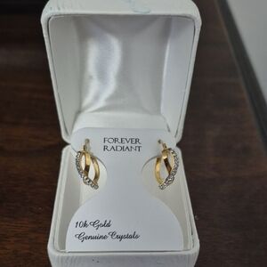 10K Gold Crystal Hoop Earrings